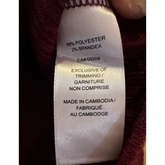 Cleo Cropped Hoodie Petites Burgundy Ribbed XL Polyester Spandex Kangaroo Pocket - Picture 5 of 6